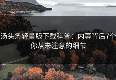 汤头条轻量版下载科普：内幕背后7个你从未注意的细节