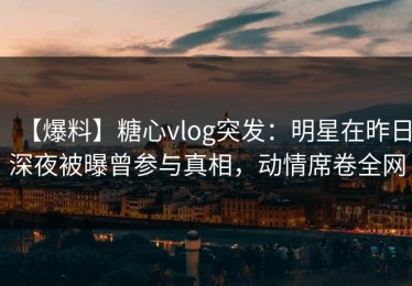 【爆料】糖心vlog突发：明星在昨日深夜被曝曾参与真相，动情席卷全网