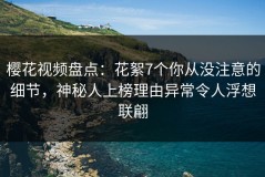 樱花视频盘点：花絮7个你从没注意的细节，神秘人上榜理由异常令人浮想联翩
