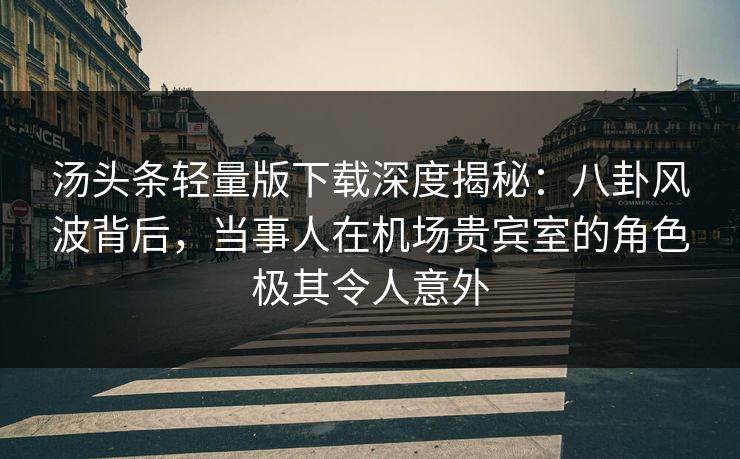 汤头条轻量版下载深度揭秘:八卦风波背后,当事人在机场贵宾室的角色极其令人意外 汤头条轻量版下载深度揭秘:八卦风波背后,当事人在机场贵宾室的角色极其令人意外