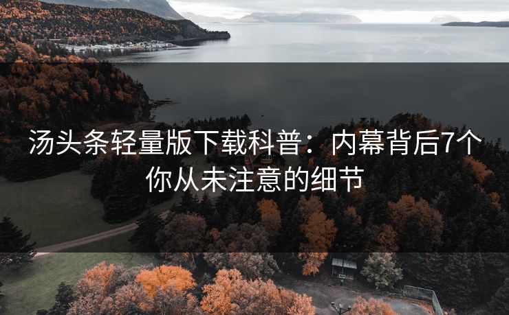 汤头条轻量版下载科普:内幕背后7个你从未注意的细节 汤头条轻量版下载科普:内幕背后7个你从未注意的细节