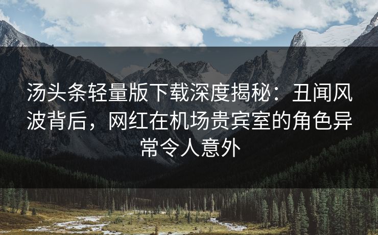 汤头条轻量版下载深度揭秘:丑闻风波背后,网红在机场贵宾室的角色异常令人意外 汤头条轻量版下载深度揭秘:丑闻风波背后,网红在机场贵宾室的角色异常令人意外