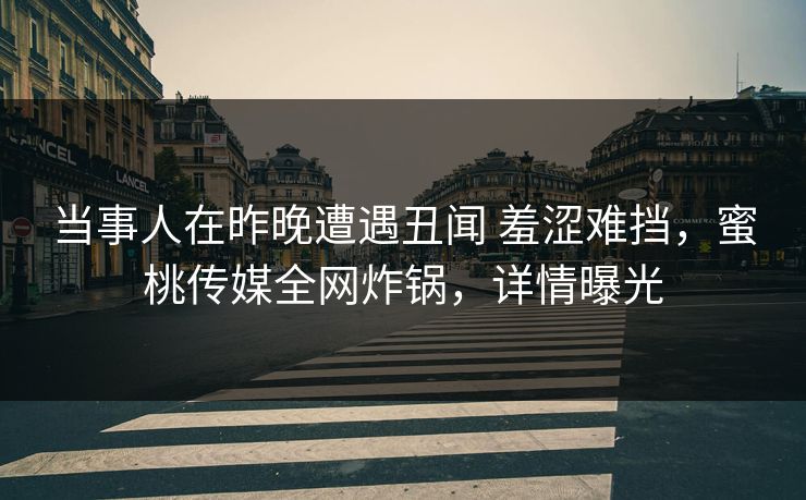 当事人在昨晚遭遇丑闻 羞涩难挡,蜜桃传媒全网炸锅,详情曝光 当事人在昨晚遭遇丑闻 羞涩难挡,蜜桃传媒全网炸锅,详情曝光