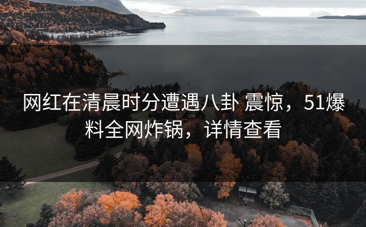 网红在清晨时分遭遇八卦 震惊，51爆料全网炸锅，详情查看