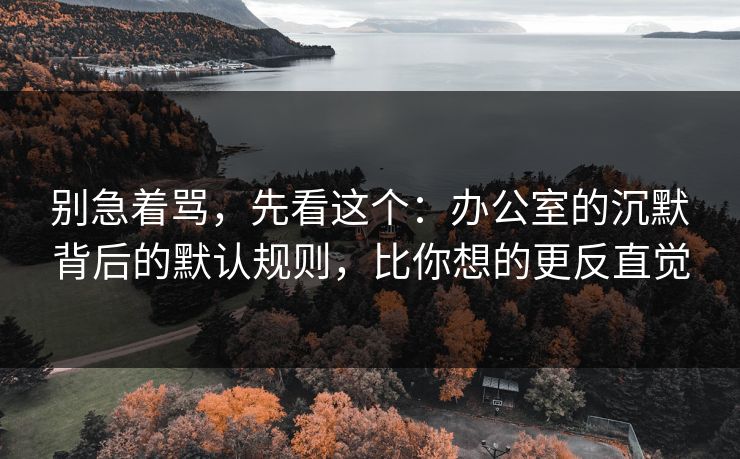 别急着骂,先看这个:办公室的沉默背后的默认规则,比你想的更反直觉 别急着骂,先看这个:办公室的沉默背后的默认规则,比你想的更反直觉