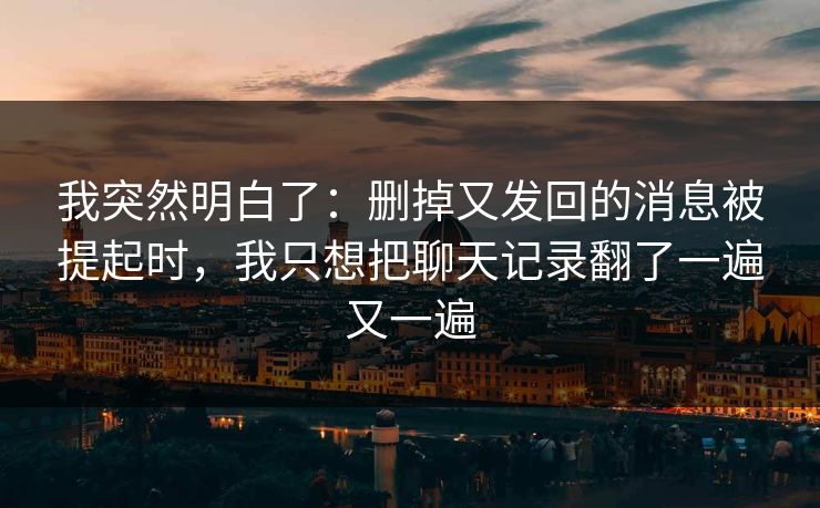我突然明白了：删掉又发回的消息被提起时，我只想把聊天记录翻了一遍又一遍
