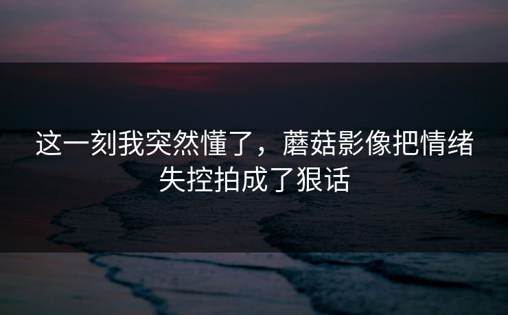 这一刻我突然懂了,蘑菇影像把情绪失控拍成了狠话 这一刻我突然懂了,蘑菇影像把情绪失控拍成了狠话